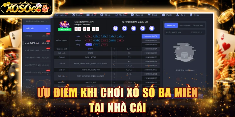Ưu điểm khi chơi xổ số ba miền tại nhà cái